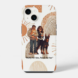 Coque Pour iPhone 14 « Fluffy pour lui, féroce pour elle. »