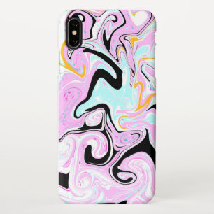 Coque iPhone XS Max Fluid Art Cotton Bonbon rose, Turquoise, noir et o