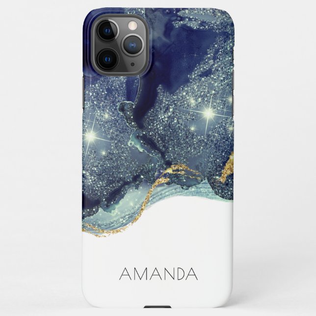 Coque iPhone Fluide Abstrait d'alcool Encre or Parties scintill (Dos)