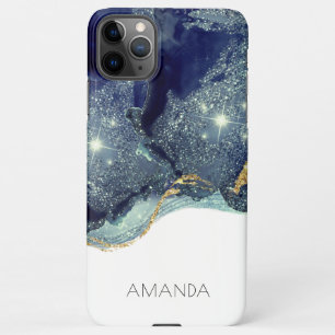 Coque iPhone 11Pro Max Fluide Abstrait d'alcool Encre or Parties scintill