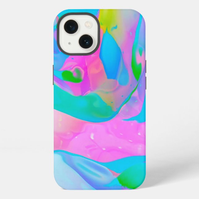 Coque iPhone Fluide Néon Abstrait (Verso)