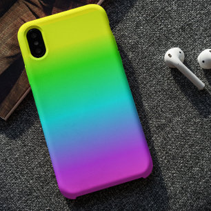 Coque Pour iPhone 14 Fluorescent brillant Neon Ombre arc-en-ciel