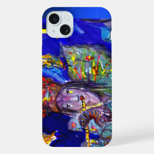 Coque iPhone 15 Plus FLUTISTE EN BLEU / Nuit de Carnaval Vénitien