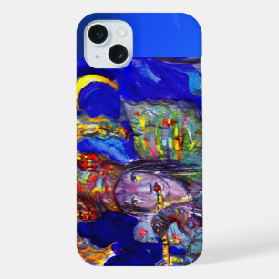 Coque iPhone 15 Plus FLUTISTE EN BLEU / Nuit de Carnaval Vénitien