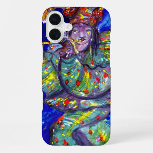 Coque iPhone 16 Plus FLUTISTE EN BLEU / Nuit de Carnaval Vénitien
