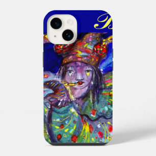 Coque Pour iPhone 14 FLUTISTE EN BLEU / Nuit de Carnaval Vénitien Monog