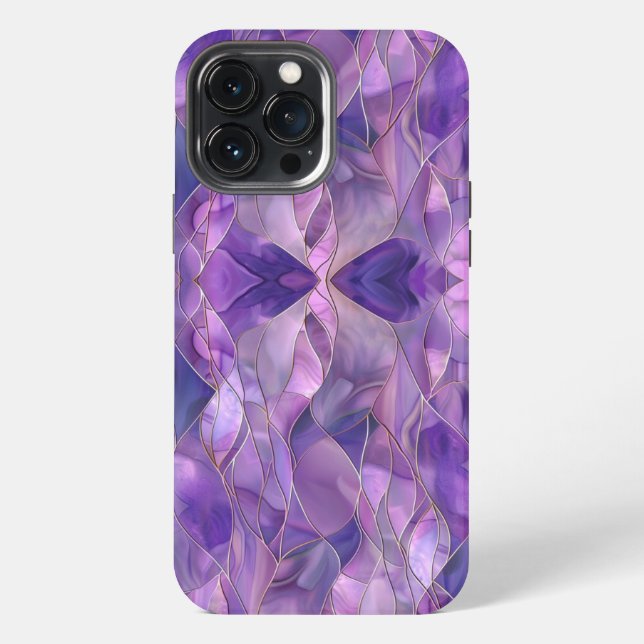 Coque iPhone Flux d'Améthyste Élégant Abstrait pourpre (Verso)