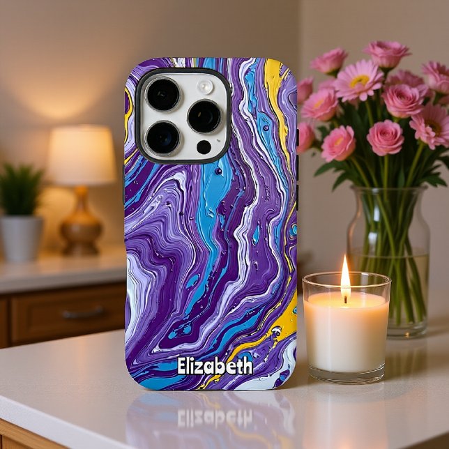 Coque iPhone Flux de la géode violet et or (Créateur téléchargé)