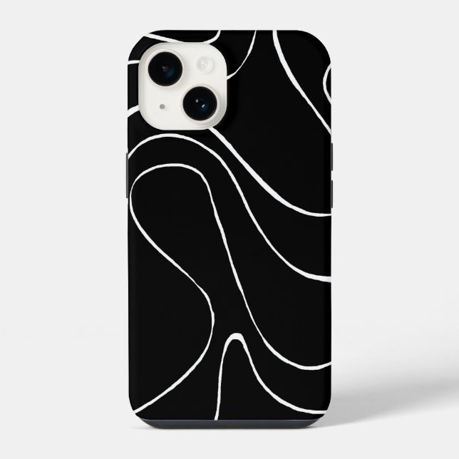Coque iPhone Flux et reflux 2 - Noir sur Blanc (Verso)