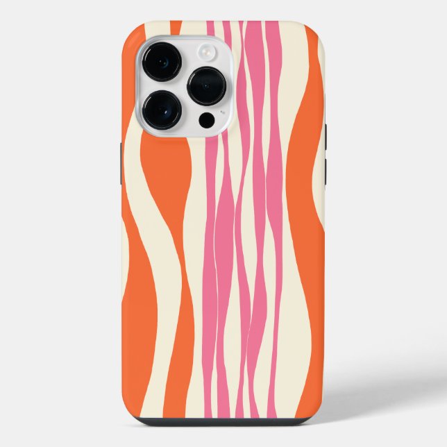 Coque iPhone Flux et Reflux - Rose, Orange et Crème  (Verso)