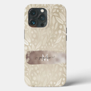 Etui iPhone 13 Pro Foliage simple moderne Neutral Bronze Nom d'huile