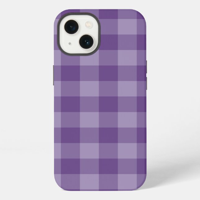 Coque iPhone Fond à carreaux violet (Verso)