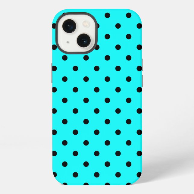 Coque iPhone Fond à pois turquoise   (Verso)