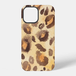 Coque iPhone 12 Fond abstrait aquarelle imitation peau de léopard