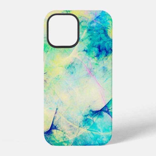 Coque iPhone fond abstrait fractal bleu rendu 3d3d, un (Verso)
