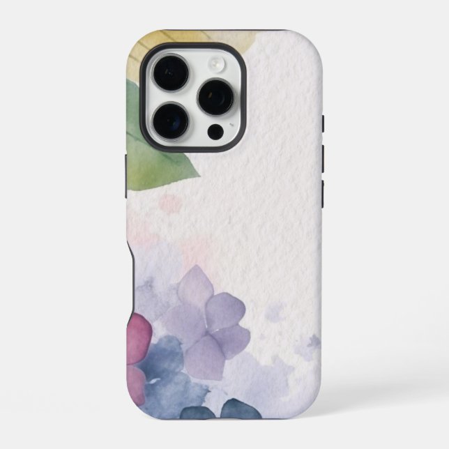 Coque iPhone Fond aquarelle d'hortensia floral abstrait  (Verso)