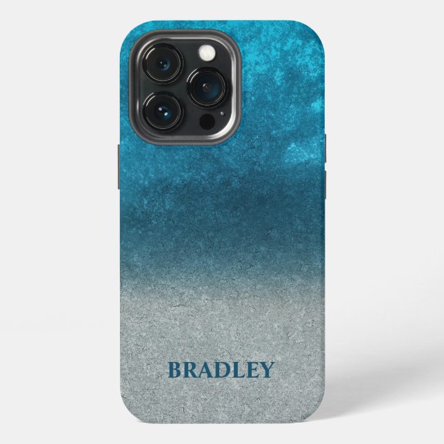 Coque iPhone Fond bleu et gris  (Dos)
