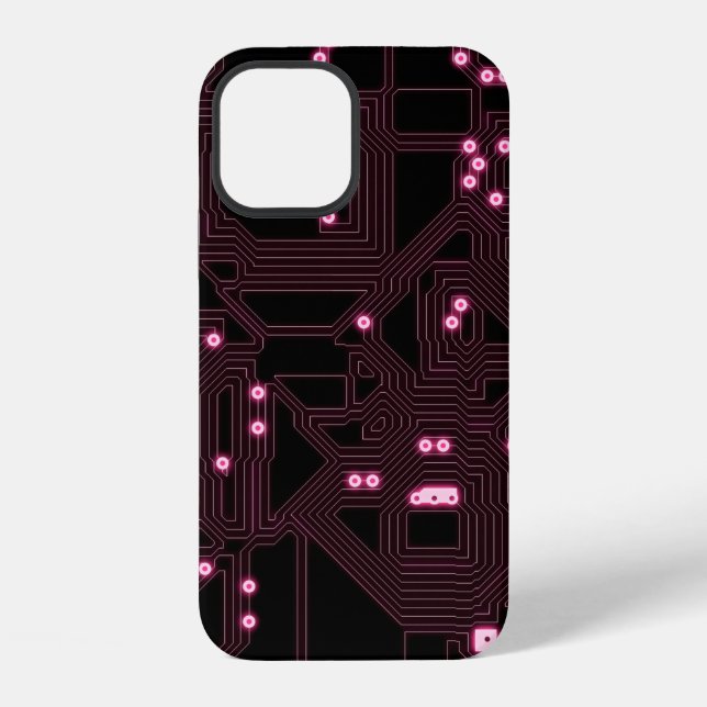 Coque iPhone fond de circuit de micropuce rose,3d,ab (Verso)