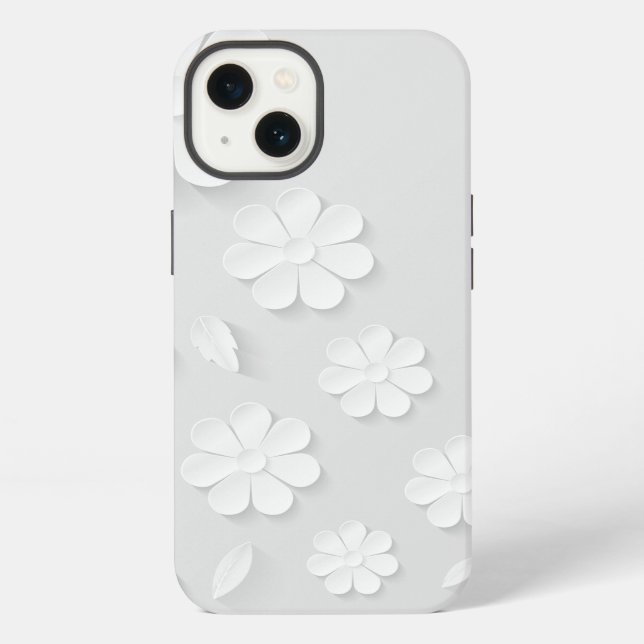 Coque iPhone fond-de-fleur-en-papier-blanc (Verso)