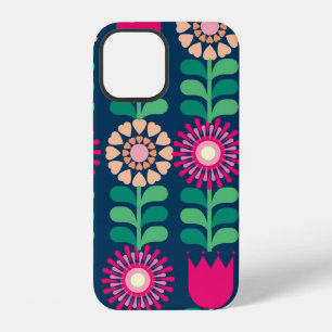 Coque iPhone 12 fond de fleurs vintage/illustration