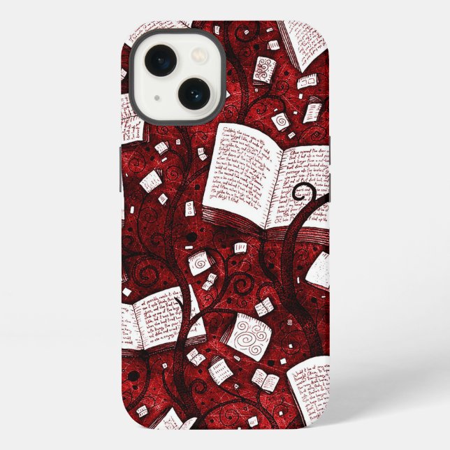 Coque iPhone Fond de livres rouges (Verso)