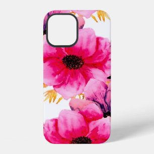 Coque iPhone 12 Fond de motif sans couture de fleurs à l'aquarelle