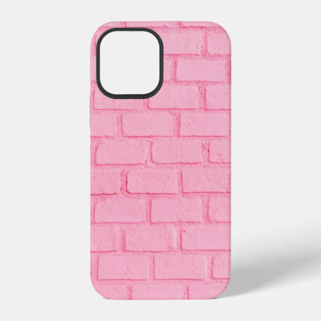 Coque iPhone Fond de mur en brique rose pastel. re (Verso)