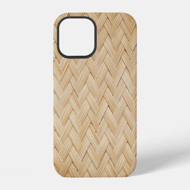 Coque iPhone Fond de texture abstraite en bambou tressé. (Verso)