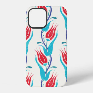 Coque iPhone 12 Fond de tulipes. Motif traditionnel turc. couture