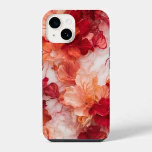 Coque Pour iPhone 14 Fond d'écran de boîtier de téléphone Floral rouge