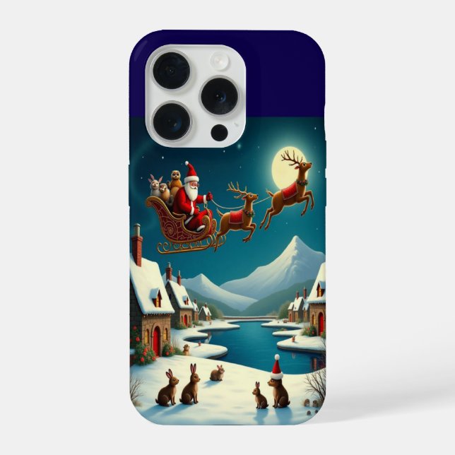 Coque iPhone Fond d'écran du village d'hiver de Noël enchanté 2 (Verso)