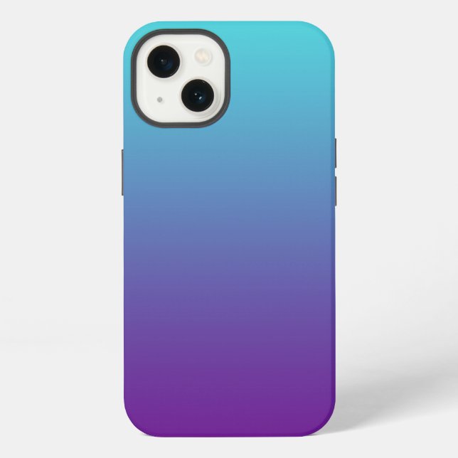 Coque iPhone Fond dégradé simple bleu turquoise violet (Verso)