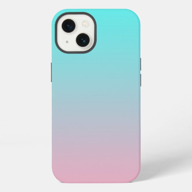 Coque iPhone Fond dégradé simple du sarcelle au rose (Verso)