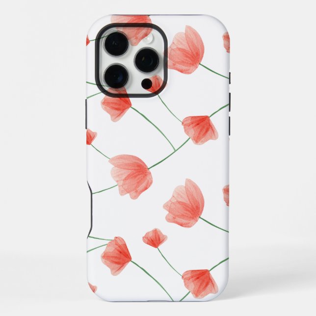 Coque iPhone Fond floral de coquelicots sans couture (Verso)