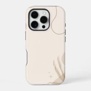 Coque iPhone 16 Pro Fond Linktree esthétique floral marron beige