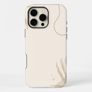 Coque iPhone 16 Pro Max Fond Linktree Floral Esthétique Marron Beige