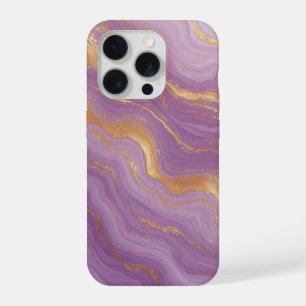 Coque iPhone 15 Pro Fond Marbre Violet Avec Veines D'or