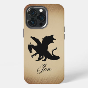 Etui iPhone 13 Pro Fond personnalisé rustique Dragon noir