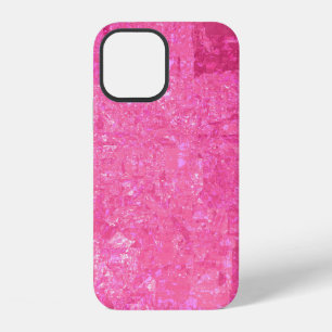 Coque iPhone 12 Fond rose mosaïque abstrait brillant avec vernis