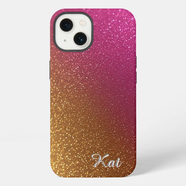 Coque iPhone Fond rose vibrant et scintillant (Verso)
