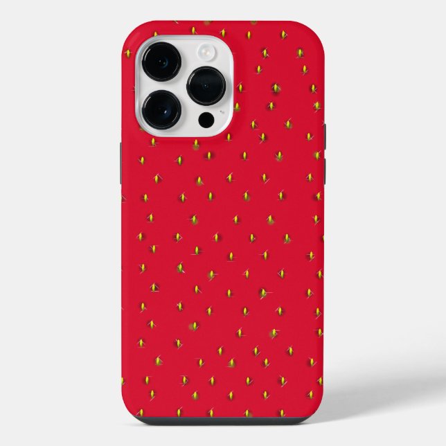 Coque iPhone Fond rouge de fraise amusant (Verso)