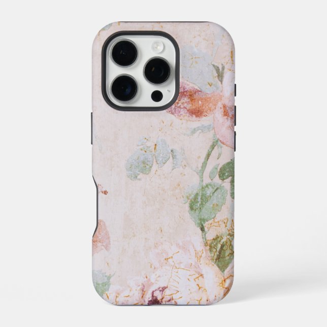 Coque iPhone Fond vintage avec roses (Verso)