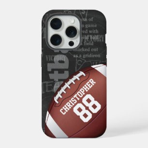 Coque iPhone 15 Pro Football américain personnalisé sur tableau noir