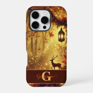 Coque iPhone 16 Pro Forêt automnale dorée personnalisée