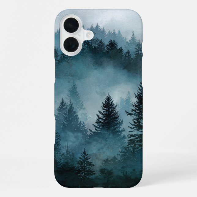 Coque iPhone Forêt Bleue de Minuit Enchantée  (Verso)