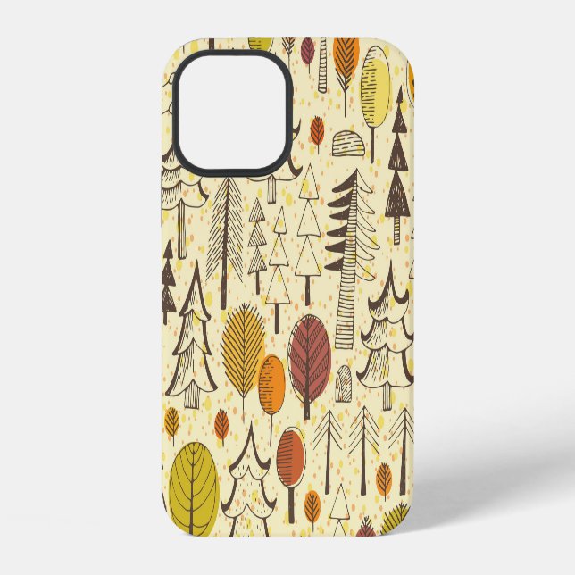 Coque iPhone Forêt d'automne : Motif graphique transparent. (Verso)