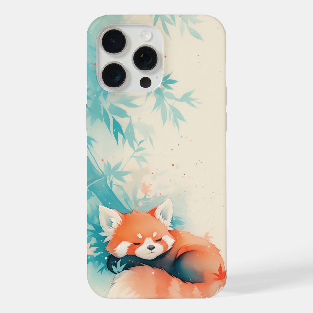 Coque iPhone Forêt de bambou de Panda roux sieste (Verso)