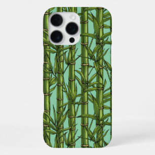 Coque iPhone 16 Pro Max Forêt de bambou sur bleu clair