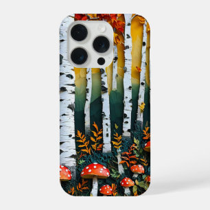 Coque iPhone 15 Pro Forêt de bois de bouleau blanc