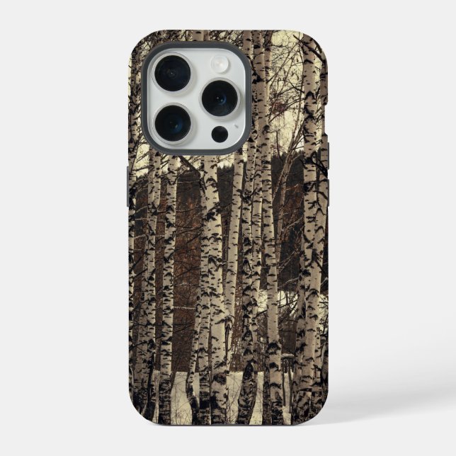 Coque iPhone Forêt de bouleaux nature (Verso)